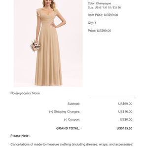 JJs House Size 6 Dress, Champagne Color